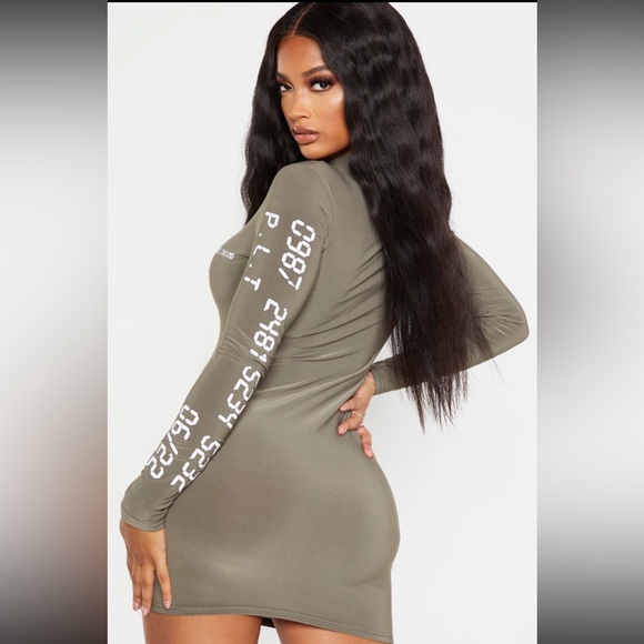 PRETTY LITTLE THING mini olive green dress - Picture 4 of 9